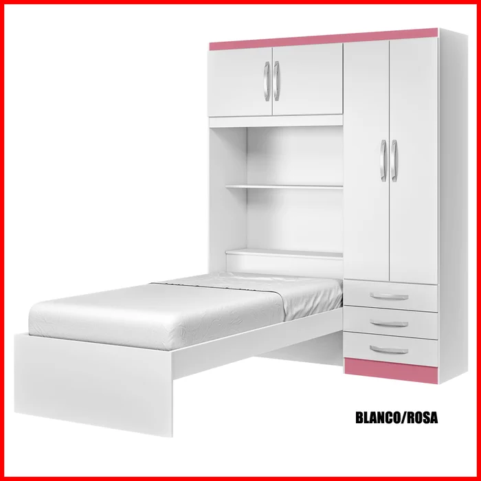 Placard con cama de 1 plaza – Lisboa RG 023 en Blanco - Dormitorio, Uruguay | Punto Unión, vista 2