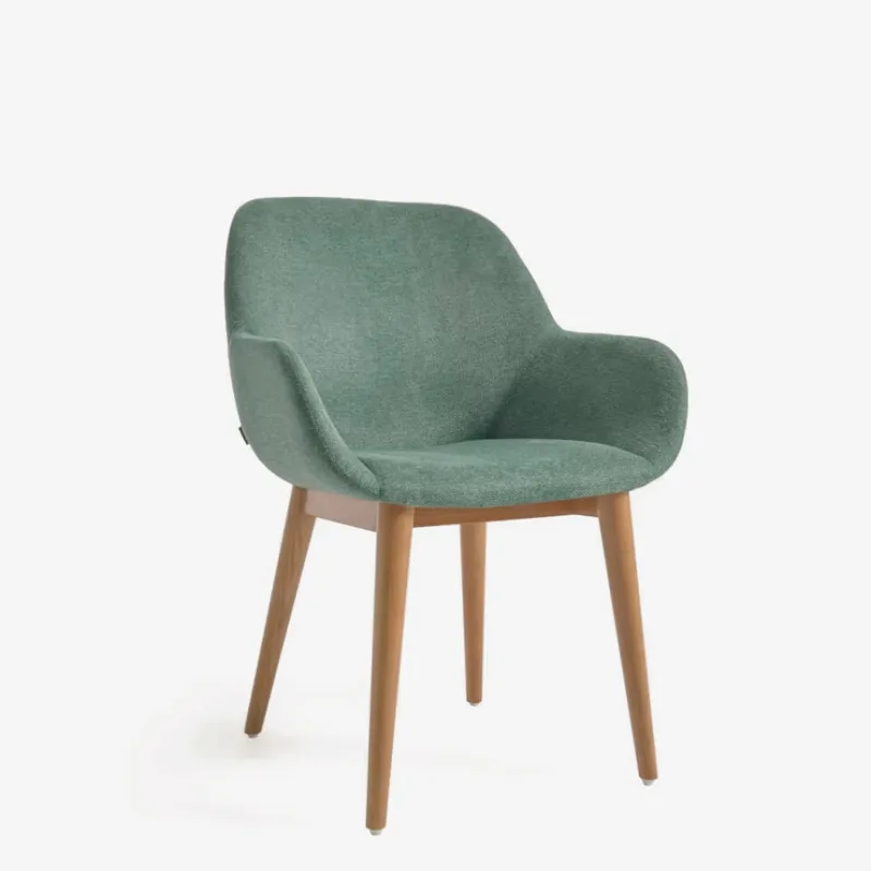 Silla Konna - verde y patas de madera maciza de fresno acabado oscuro en Verde - Sillas, Uruguay | Kavehome
