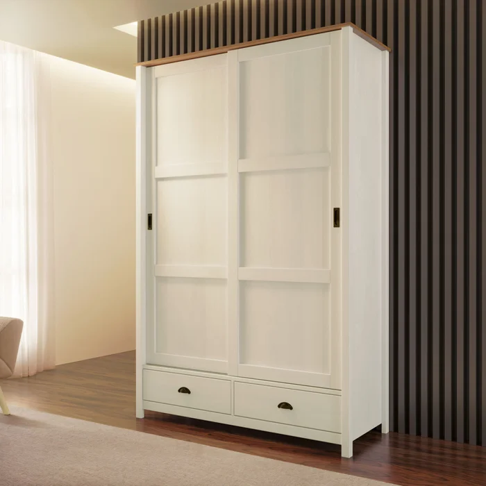 Placard 2 Puertas Madera Natural-beige Adaku 2.0 en Blanco - Roperos y placares, Uruguay | Divino