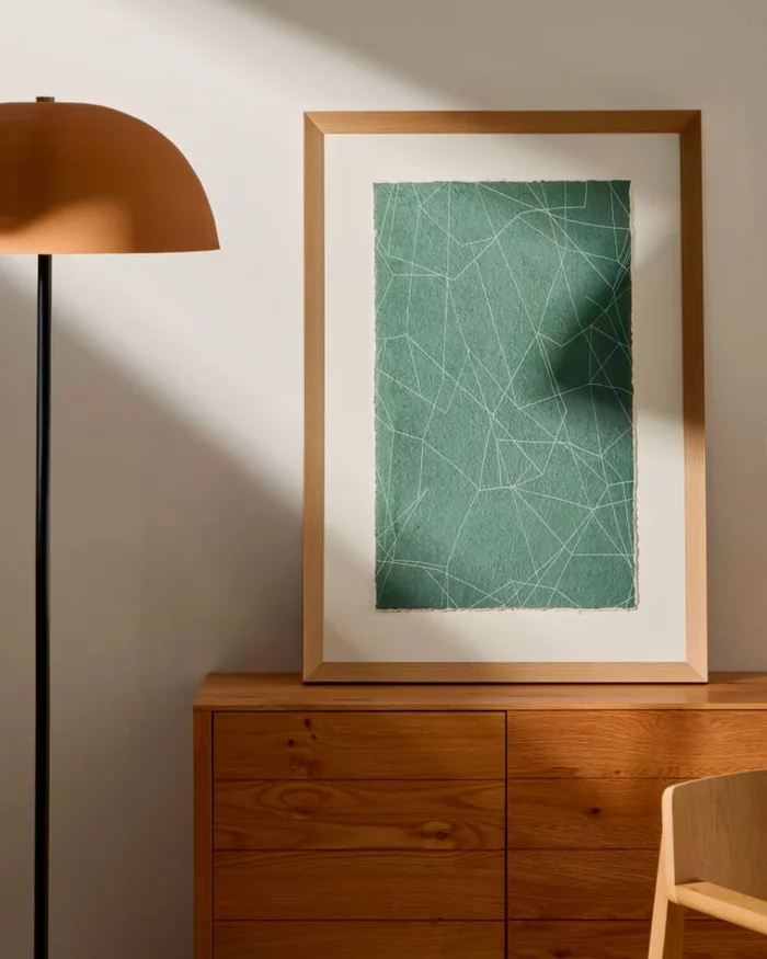 Cuadro abstracto Durkan de papel reciclado verde 100 x 70 cm en Verde - Decoración de pared, Uruguay | Kavehome, vista 2
