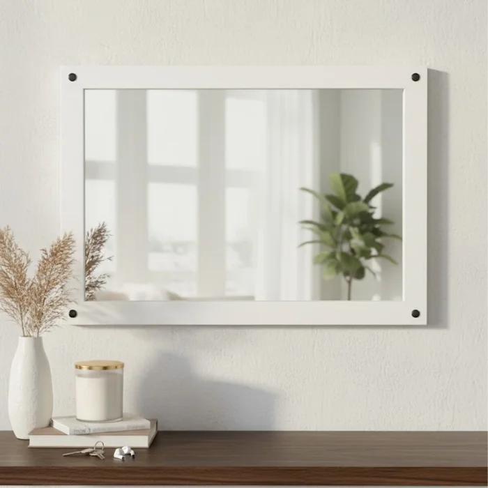 Espejo de pared Linea Naturale - Blanco en Blanco - Espejos, Uruguay | La Cueva Muebles