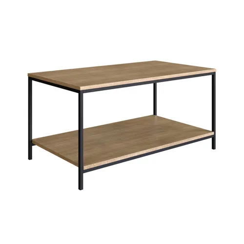 Mesa de Centro Ratona Rectangular Tapa Doble (Marrón Claro y Hierro Negro) en Madera natural - Mesas de living, Uruguay | Berna home