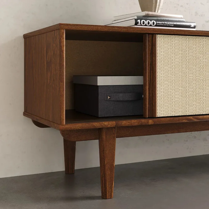 Rack TV 175CM con Ratan Serena - Madera Maciza en Madera natural - Muebles para TV, Uruguay | Balton, vista 17
