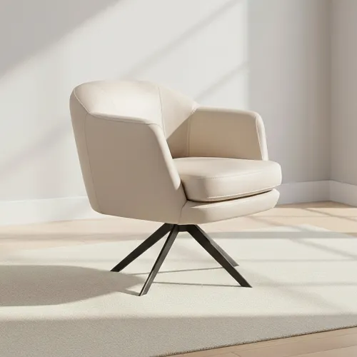 Butaca Giratoria 1 Cuerpo Cuero Blanco 1004 Offwhite en Off-white - Sillones y sofás, Uruguay | Divino