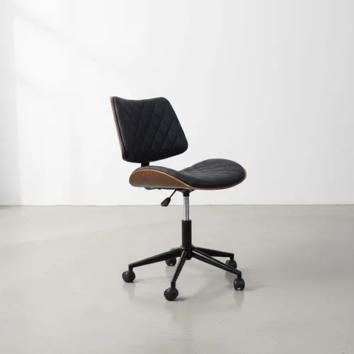 Asiento Oficina Madera-y-pu Negro Elegant en Negro - Escritorios y sillas de escritorio, Uruguay | Divino