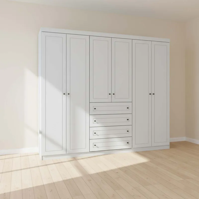 Placard Ropero 6 Puertas Mdf-y-mdp Blanco Americano en Blanco - Roperos y placares, Uruguay | Divino