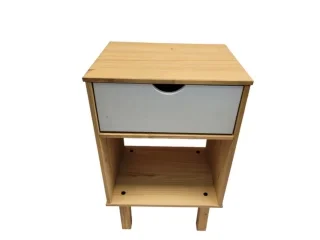 Mesa de luz 1C Mel/gris Linea Nordica en Madera Maciza en Madera natural - Mesas de luz, Uruguay | Quesal, vista 7
