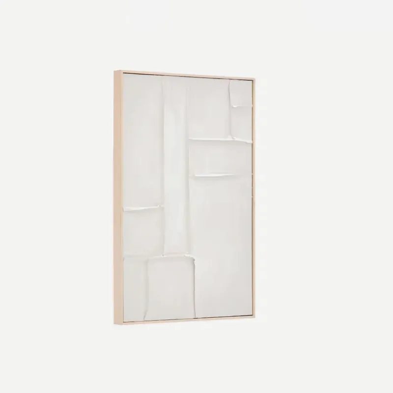 Cuadro Klis de lino con formas geométricas blanco - 60 x 90 cm en Blanco - Decoración de pared, Uruguay | Kavehome