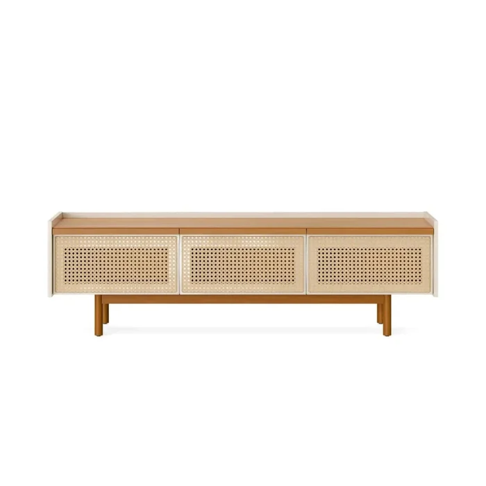 Rack de TV Dune Rattan 1.8 - Línea Nevada - Blanco/Natural en Madera natural - Muebles para TV, Uruguay | Ecowood, vista 3