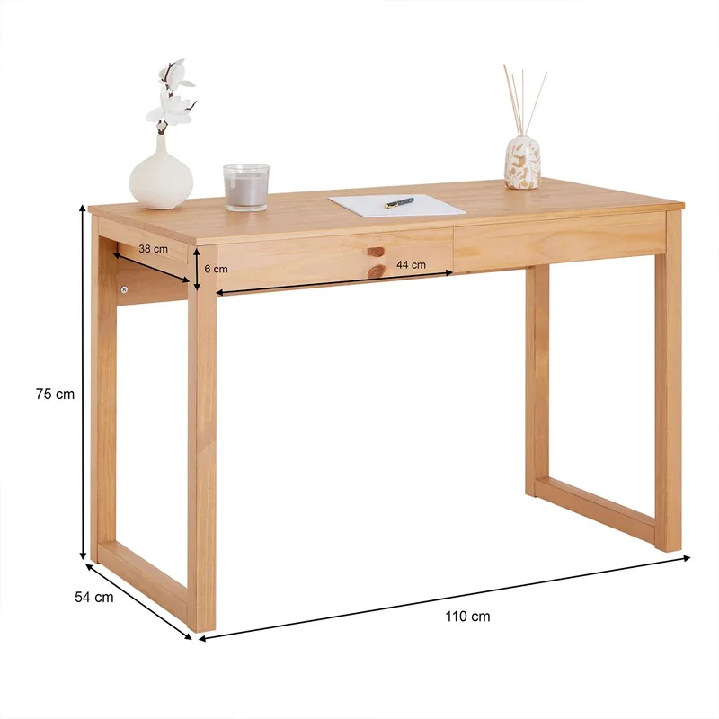 Escritorio 110cm Nara 2 Cajones - Madera Maciza en Madera natural - Escritorios, Uruguay | Balton, vista 5