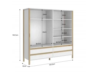 Ropero Combinado Madera 4Puertas, 4Cajones en Blanco - Escritorios, Uruguay | Quesal, vista 5
