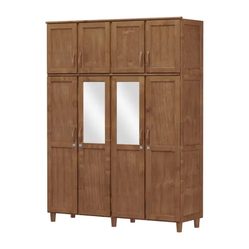 Ropero Placard 8 Puertas 3 Cajones Con Espejos 100% Madera en Madera natural - Roperos y placares, Uruguay | Soy Hogar