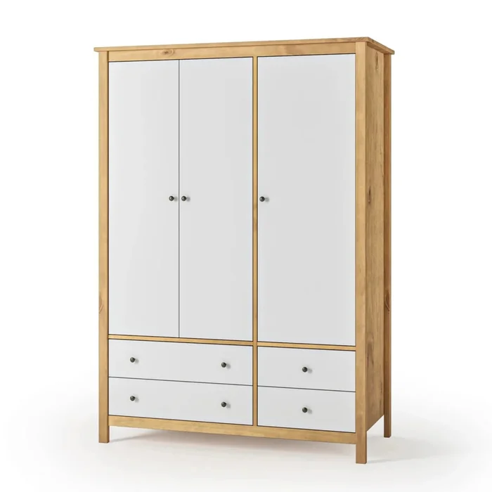 Ropero 3 Puertas 4 Cajones - Línea Maden - Blanco en Blanco - Roperos y placares, Uruguay | Ecowood, vista 3
