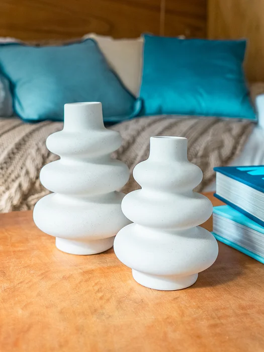 Set Jarrones Cerámica Donas en Blanco - Jarrones, Uruguay | Cabana