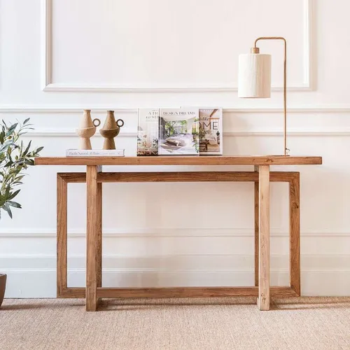 MESA DE ARRIMO / CONSOLA GEO - OLMO - 1.40 MTS en Madera natural - Bibliotecas, Uruguay | La Iberica