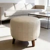 Puff cuero natural Patchwork c/ patas de madera 50cm diámetro en Beige - Butacas, banquetas y puffs, Uruguay | Champagne Home, vista 2 de 3