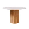 Mesa de Comedor Living - Redonda con vidrio - 120 - Off White y Canela en Blanco - Mesas de comedor, Uruguay | NYR, vista 1 de 2
