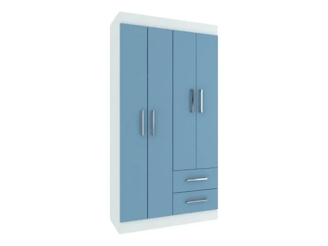 Ropero 4P 2C R. metálicos Bco/Azul en Azul - Roperos y placares, Uruguay | Que Sal Muebleria