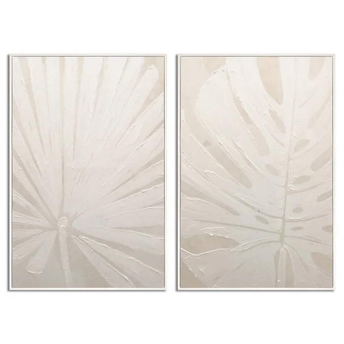 SET 2 CUADROS 40x60cm MARCO PINTURA PLANTAS en Beige - Decoración de pared, Uruguay | Decohogar