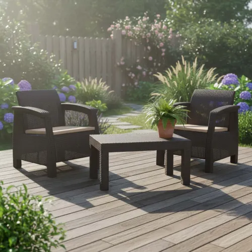 Set Living Exterior Polipropileno Marron Turim en Marrón - Muebles para el exterior, Uruguay | Divino