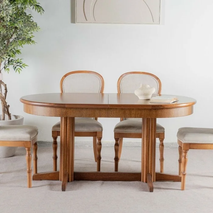 Mesa Ovalada Extensible en Marrón - Mesas de comedor, Uruguay | Fábrica Italiana