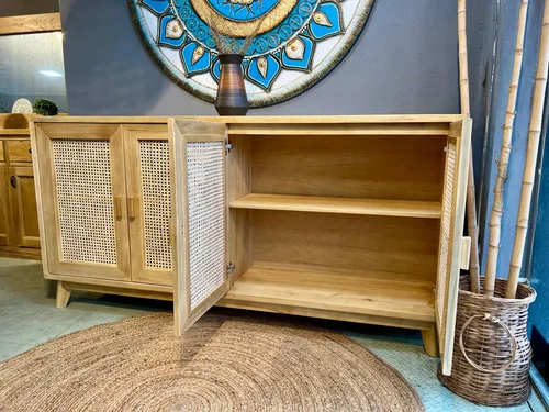 Aparador Bargueño Madera Maciza Esterilla 180x85x38 - Ozark A Eleccion en Madera natural - Aparadores y recibidores, Uruguay | Ozark Home, vista 3