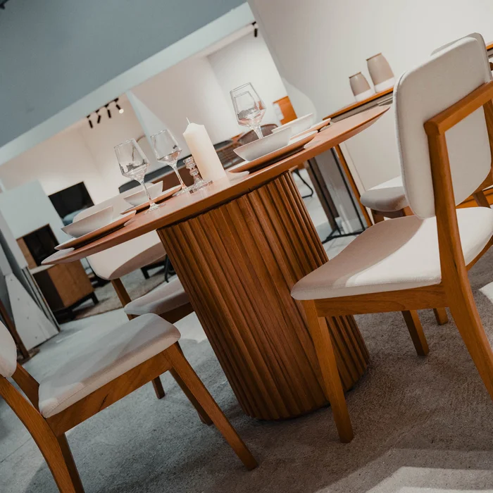 Mesa de Comedor - Redonda - Línea Nevada - Blanco en Blanco - Mesas de comedor, Uruguay | Ecowood, vista 2