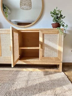 Aparador de 4 puertas con esterilla de Viena en Madera natural - Aparadores y recibidores, Uruguay | Decoramuss, vista 4
