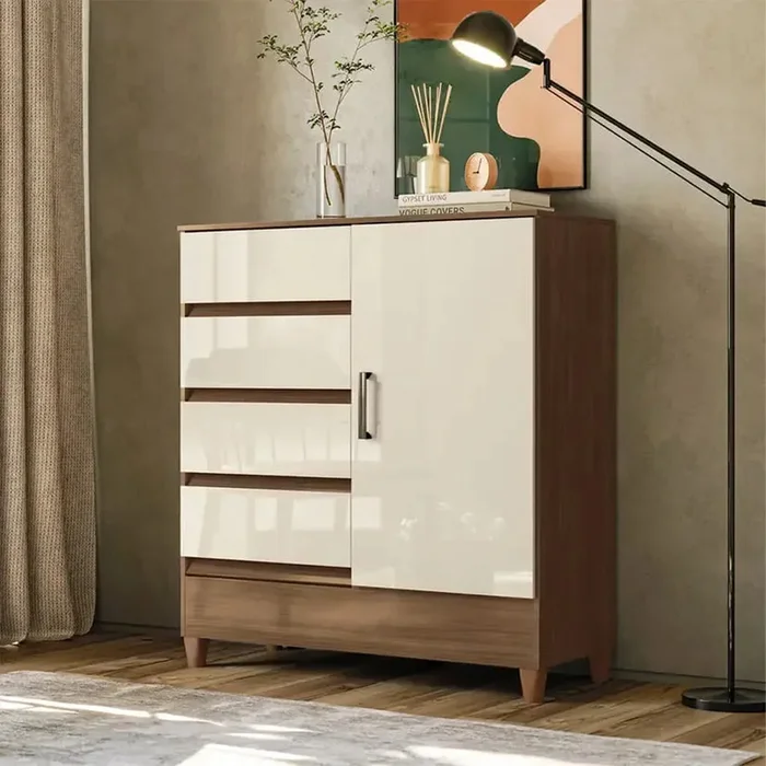 Comoda Cajonera Dormitorio 4 Cajones 1 Puerta en Beige - Cómodas, Uruguay | Soy Hogar, vista 2