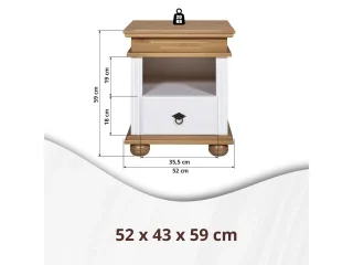 Mesa de luz con nicho 1C Madera maciza en Acabado: Pintura UV Washed White (Blanco lavado) - Mesas de luz, Uruguay | Quesal, vista 5