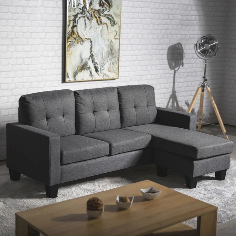 Sillon 3 cuerpos con chaise Herbie - GRIS en Gris, Uruguay | La Cueva Muebles, vista 5