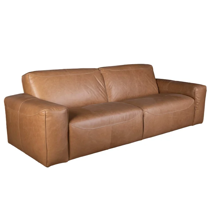 Sofa 3 Cuerpos Cuero-100-natural Marron Porto Camel en Beige - Sillones y sofás, Uruguay | Divino, vista 2