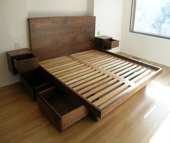 Cama Flotante en Marrón - Dormitorio, Uruguay | Treehouse Deco