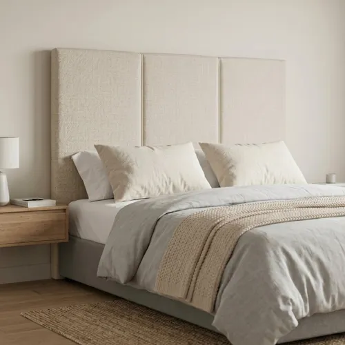 Respaldo 2 Plazas Madera y Tela - Moscou - Beige en Beige - Respaldos de cama, Uruguay | Rústico Hogar