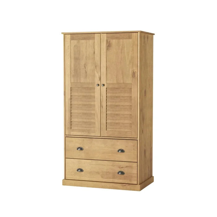Ropero 2 Puertas - 2 Cajones - Línea Oslo - Natural en Natural - Roperos y placares, Uruguay | Ecowood
