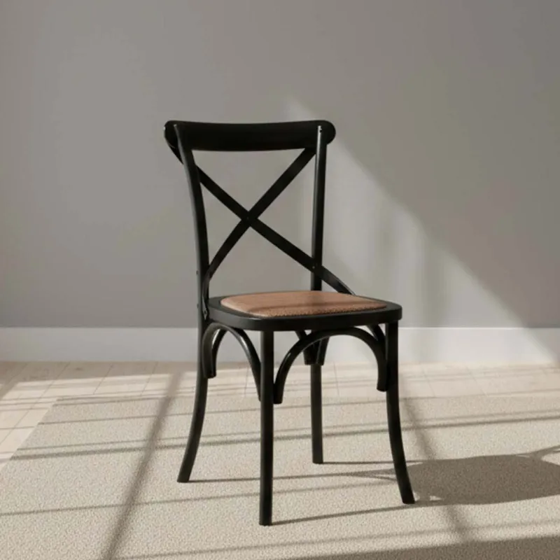 Silla De Comedor Madera Negro Cruceta en Negro - Sillas, Uruguay | Divino
