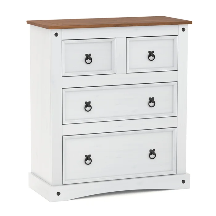 Cómoda 4 Cajones Línea Naturale - Blanco/Roble en Multicolor - Cómodas, Uruguay | La Cueva Muebles, vista 2