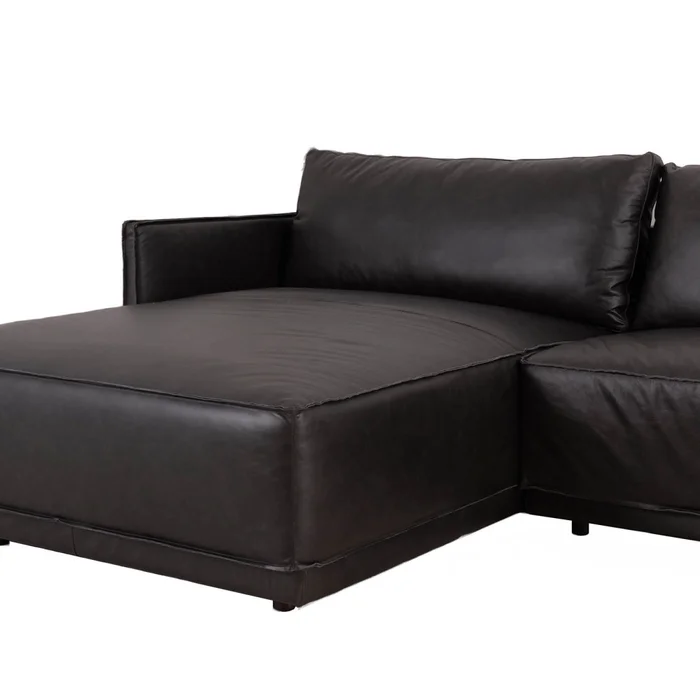 Sillón C/chaise Izquierdo 3 Cuerpos Cuero-100-natural Negro Romeo Tp3 La Paz en Negro - Sillones y sofás, Uruguay | Divino, vista 4