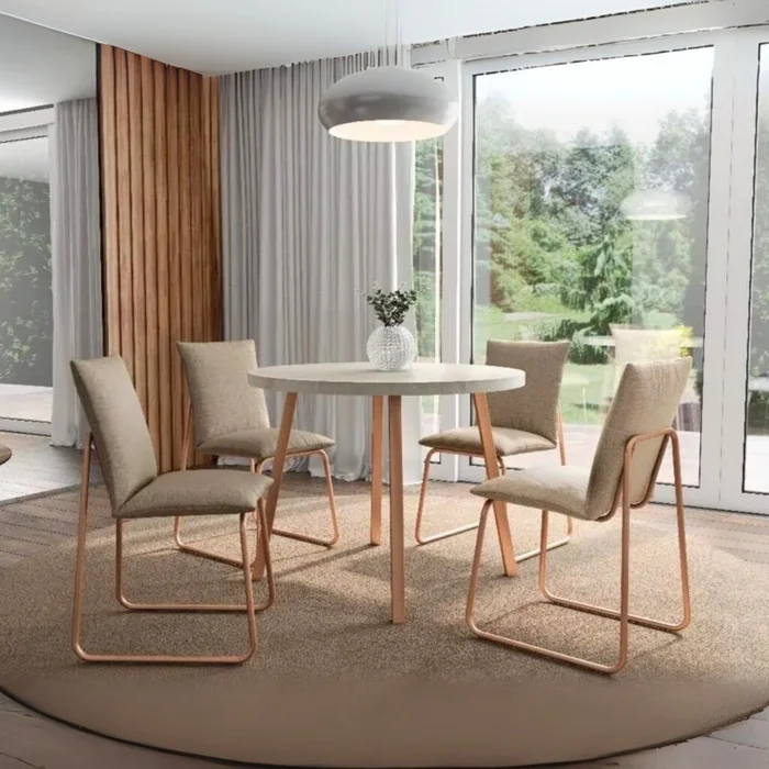 Juego de comedor - 4 sillas Soft Stellar Redonda - Marrón en Beige - Mesas de comedor, Uruguay | Rústico Hogar