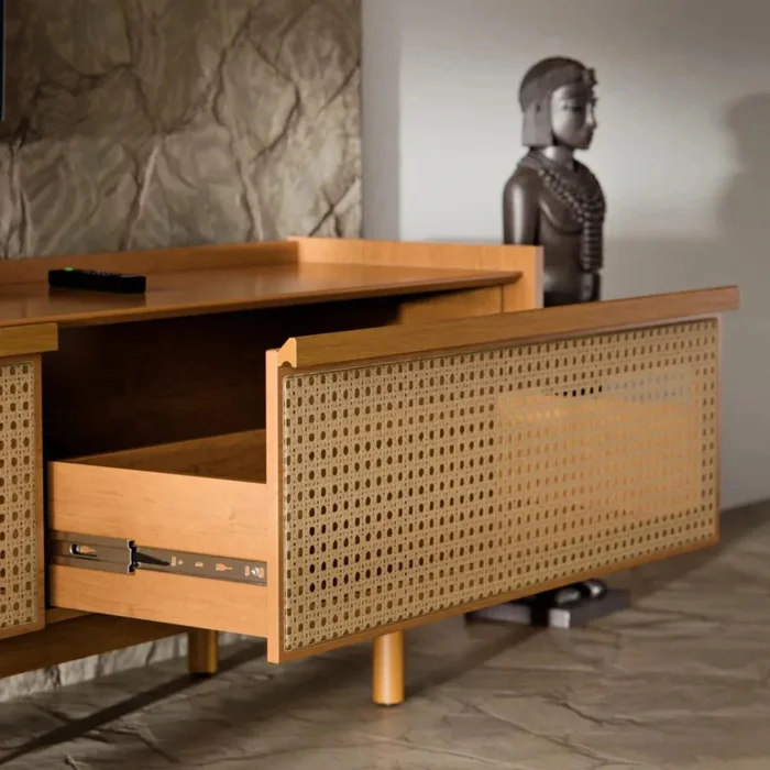 Rack de TV Dune Rattan 1.8 - Línea Nevada - Marrón en Madera natural - Muebles para TV, Uruguay | Ecowood, vista 3