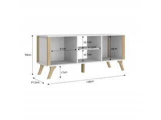 Rack de TV Combinado Madera 2 Puertas Blanco/Miel - Muebles para TV, Uruguay | Quesal, vista 6