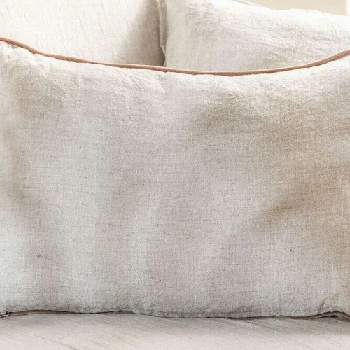 ALMOHADON AZUR - LINO CRUDO CON VIVO LADRILLO - 60 X 40 CMS en Multicolor - Textiles, Uruguay | La Iberica