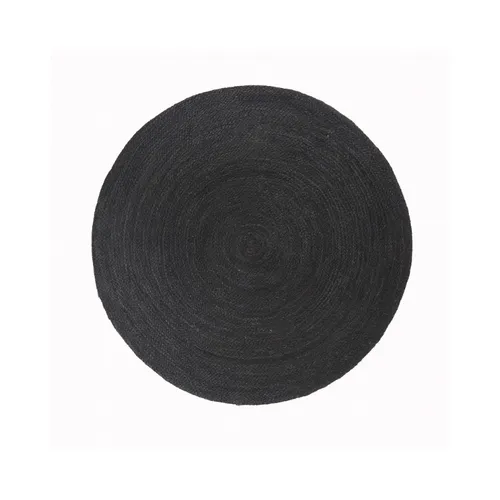 ALFOMBRA YUTE REDONDA NEGRA en Negro - Textiles, Uruguay | Masinfinito Casa