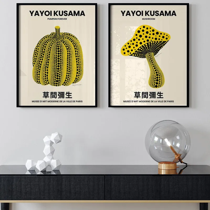 Yayoi kusama - Pumpkin & Mushroom en Amarillo - Láminas, Uruguay | La Cuadrería
