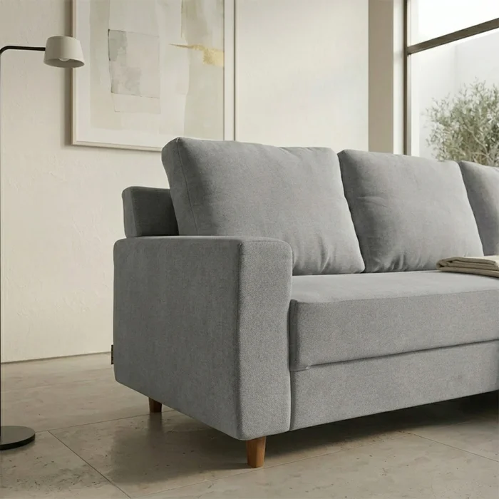 Rinconera Lucci - Tela Microfibra - Chaise derecho - Berlin 05 (Ceniza) en Beige - Sillones y sofás, Uruguay | Nyr, vista 5