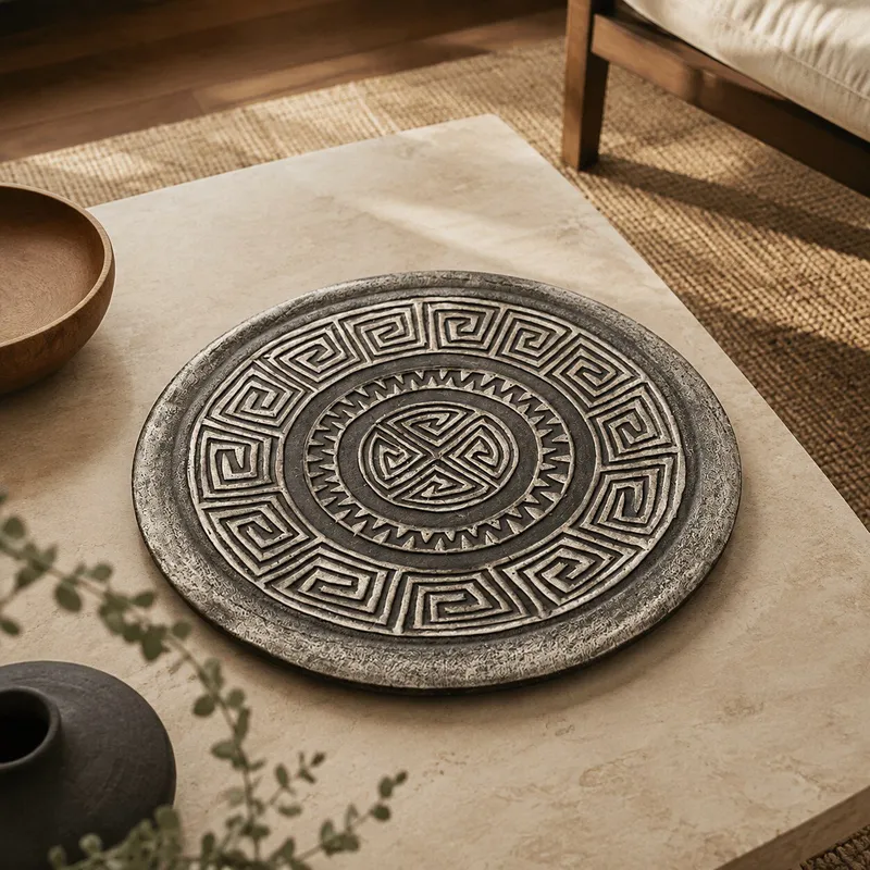 Plato Madera Tallado en Gris - Decoración, Uruguay | Camino a Casa