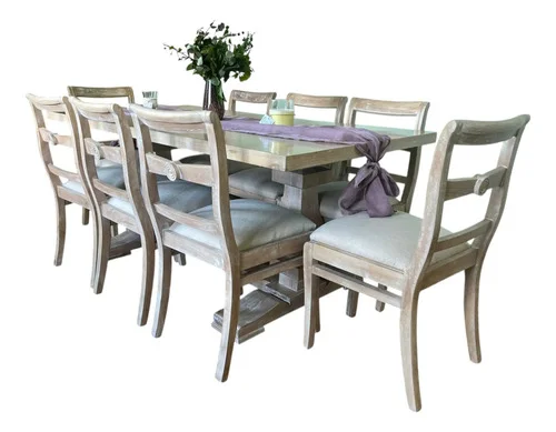 Juego De Comedor Madera Ozark Doble Pie 8 Sillas 200x100 Cm A Eleccion en Madera natural - Mesas de comedor, Uruguay | Ozark Home, vista 2