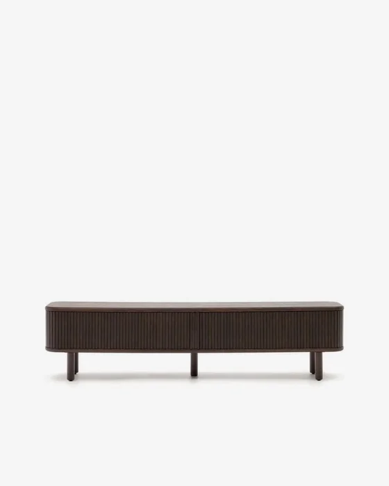 Mueble TV Mailen 2 puertas en chapa de fresno - con acabado oscuro 200 x 50 cm en Negro - Muebles para TV, Uruguay | Kavehome, vista 7