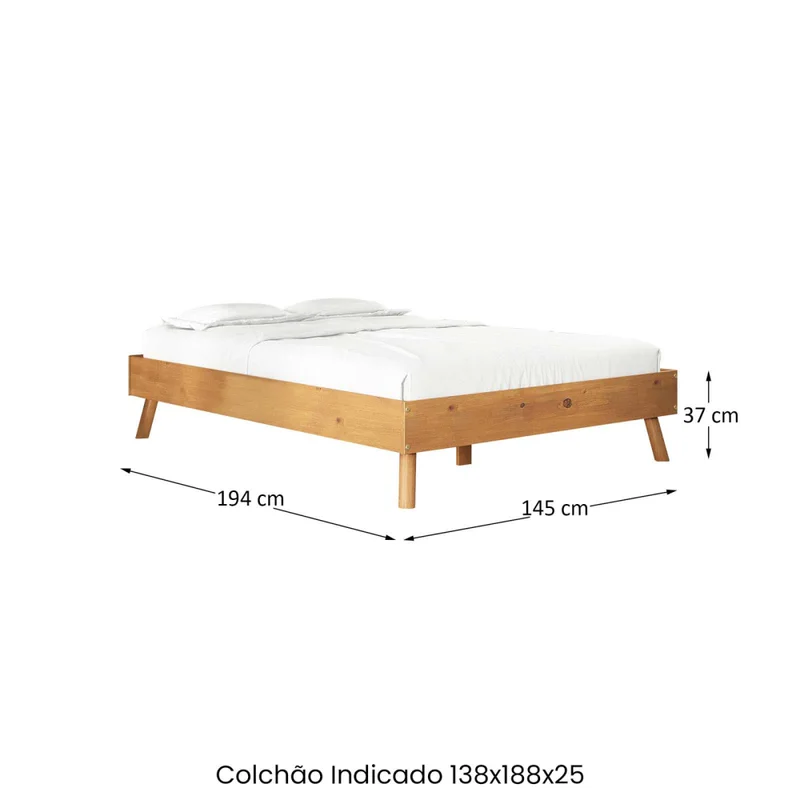 Cama 2 Plazas Madera Natural-beige Florida en Madera natural - Dormitorio, Uruguay | Divino, vista 6
