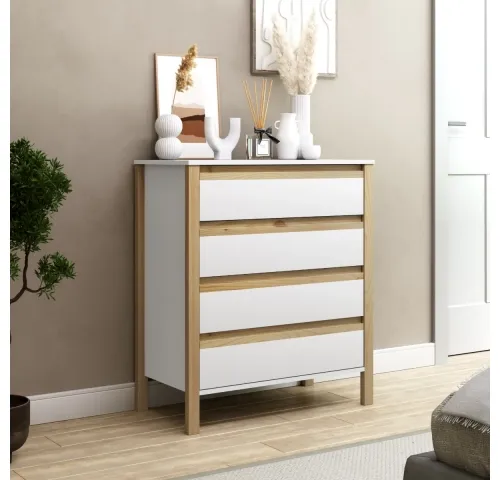 Comoda Combinado Madera 4 cajones - Cómodas, Uruguay | Que Sal Muebleria